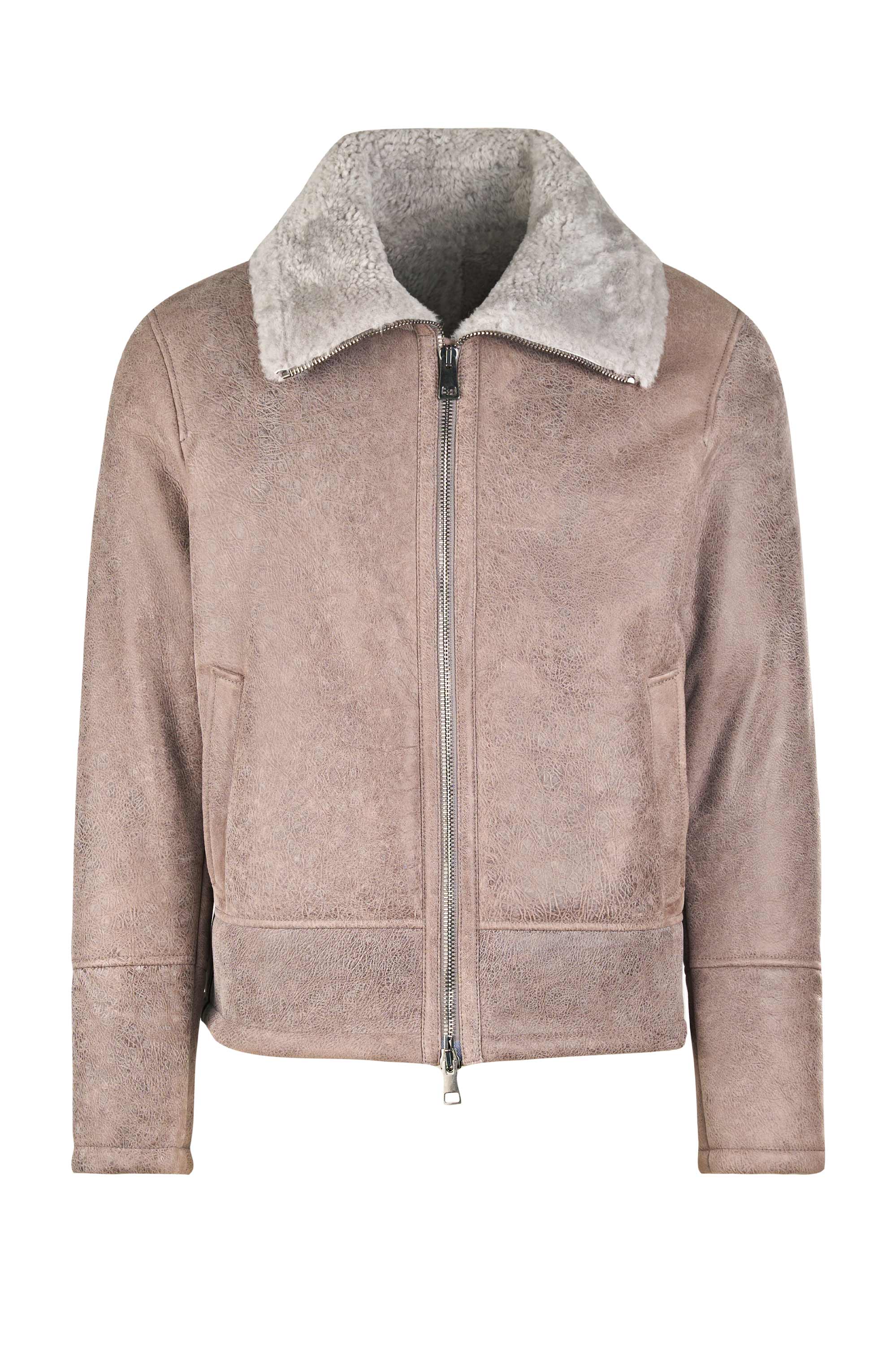 MONTEZEMOLO Suede Leather Shearling Biker Jacket