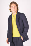 Unlined double-breasted wool blazer