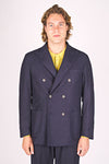 Unlined double-breasted wool blazer