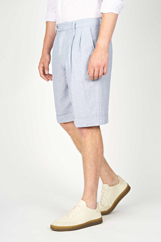 Cotton & Linen Double Pleats Shorts