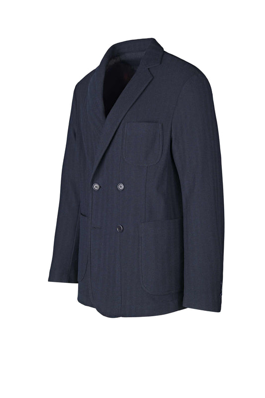 Double-Breasted Unstructured Herringbone Blazer