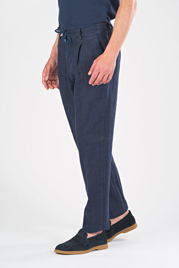 Pure Linen Drawstring trousers with pinces