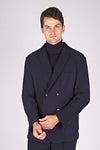 Unlined and Unstructured Double-Breasted Herringbone Jacket