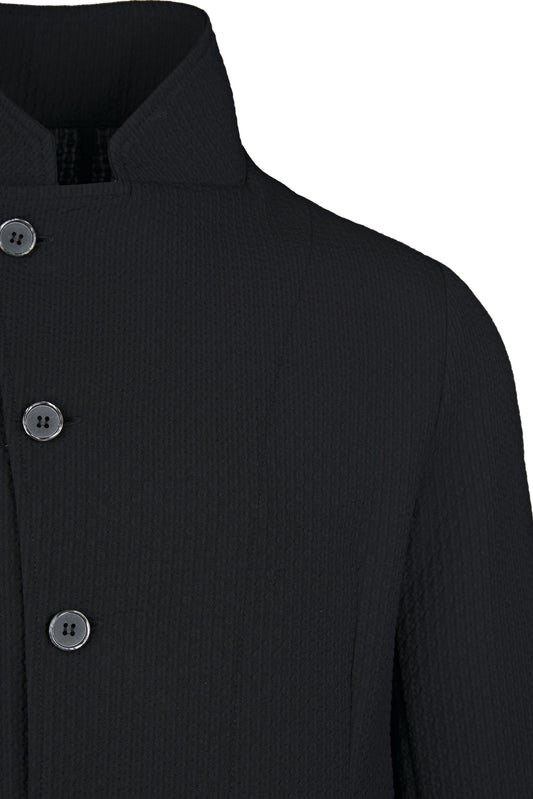 Micro-check Star-Collar Jacket