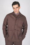 Herringbone Wool-Blend Chore Jacket with Knickerbocker Yarn