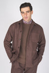 Herringbone Wool-Blend Chore Jacket with Knickerbocker Yarn