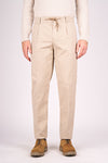 Stonewashed Melange Cotton Jersey Pants with Drawstring