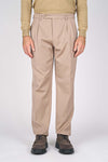 Pantaloni doppia pince in lana e cotone twill