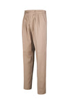 Pantaloni doppia pince in lana e cotone twill