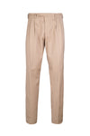 Pantaloni doppia pince in lana e cotone twill