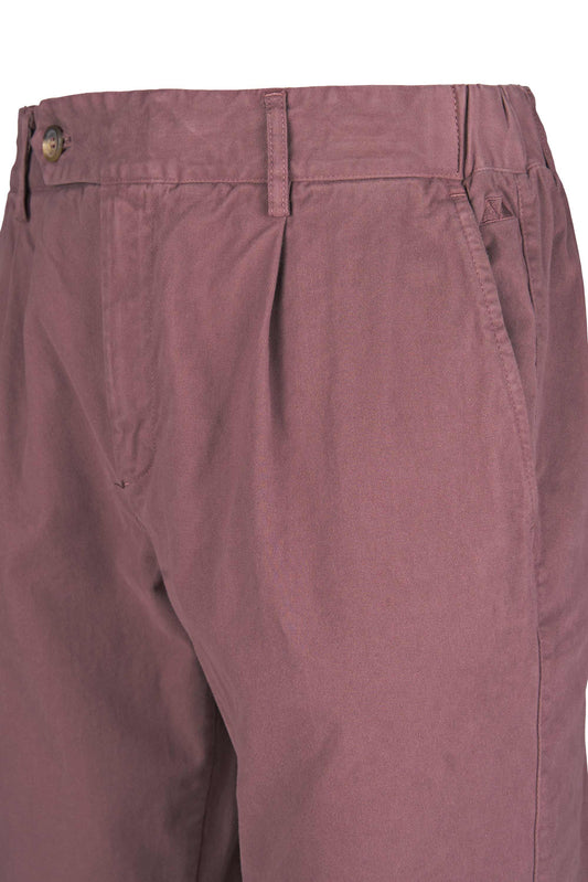 Stretch Cotton Twill Chino Pants with Pleats