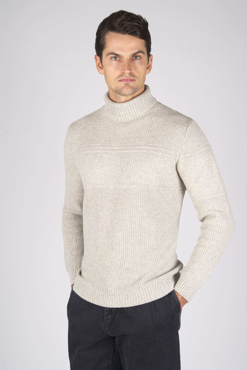 High-Neck Wool-Blend Intarsio Knit Sweater