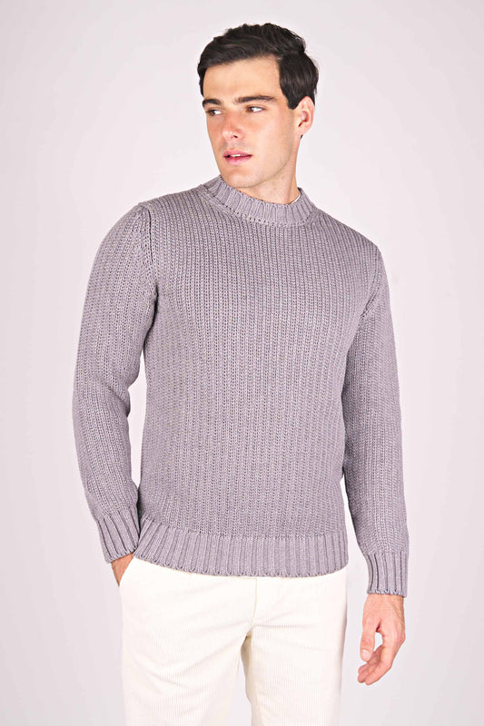 Retained-Stitch Wool Blend Sweater