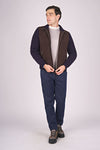 Knit Jacket with Suede Front and Removable Padded Bib