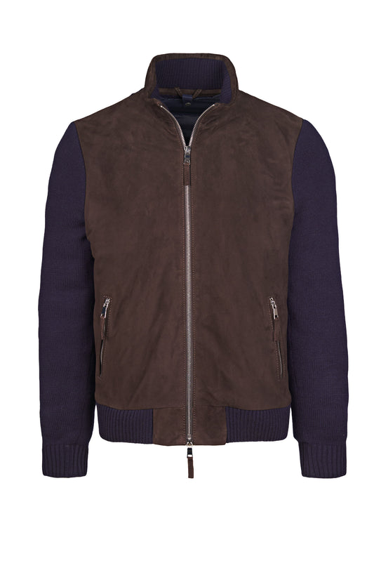 Knit Jacket with Suede Front and Removable Padded Bib