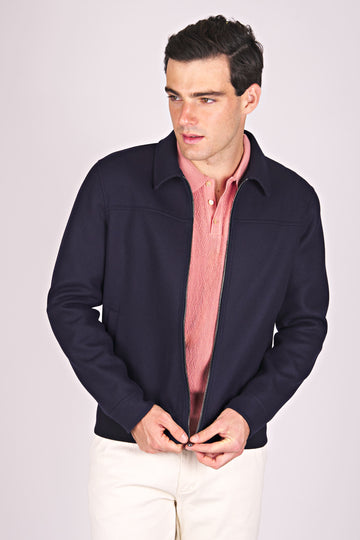 Unlined Double-Cloth  Wool & Cashmere Zip Jacket