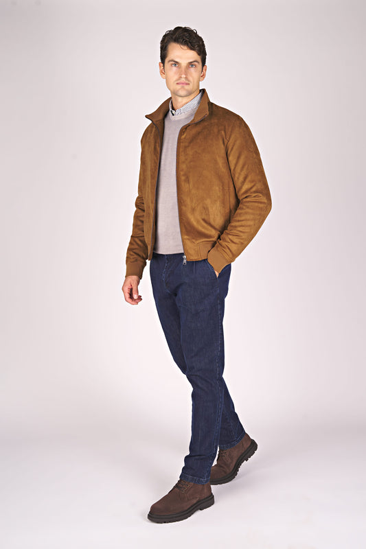 Eco-Suede Leather Bomber Jacket