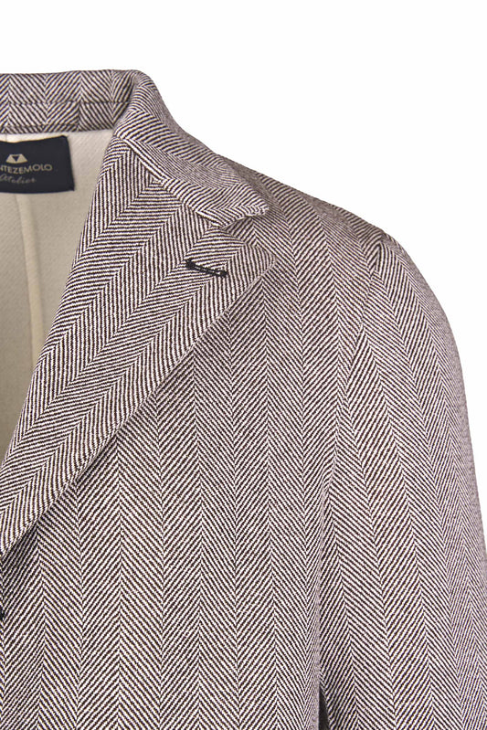 Unlined Herringbone Pure Cashmere Coat