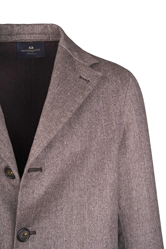 Unlined Herringbone Pure Cashmere Coat