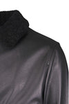 Full-Grain Leather Aviator Jacket with Shearling Lining