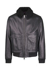 Full-Grain Leather Aviator Jacket with Shearling Lining