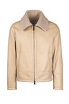 Nubuck Leather Trucker Jacket with Shearling Lining