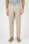 Cotton & Linen Chevron Weave Drawstring Trousers