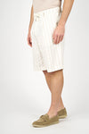 Striped Linen Blend Pleated Shorts