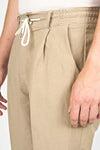 Pantaloni con coulisse in cotone e lino
