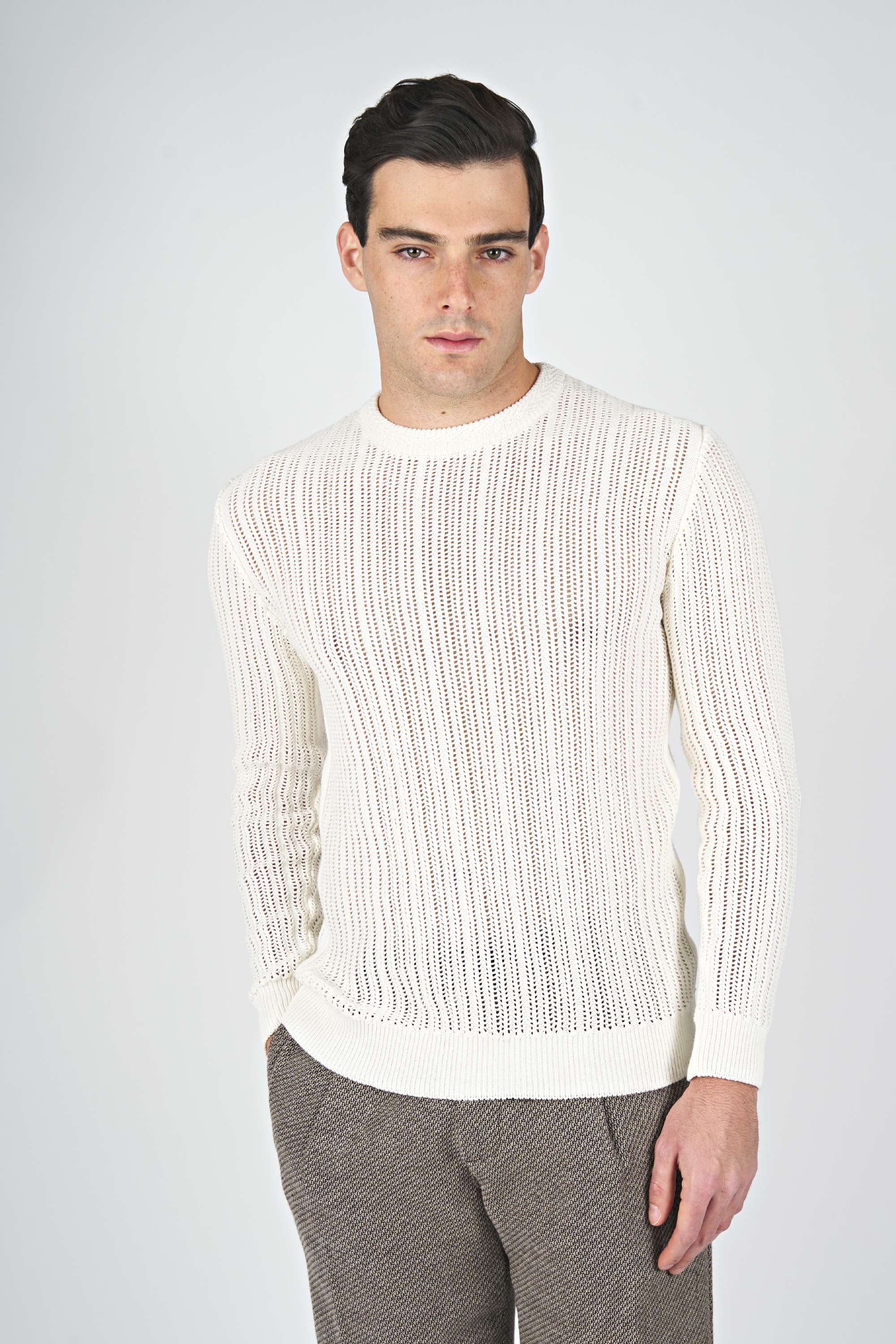 Open Knit Sweater Navy L